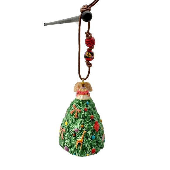 Vtg 2000 Hallmark Keepsake Ornament Angel Blessed Tree Beaded Leather Strap - Picture 1 of 11
